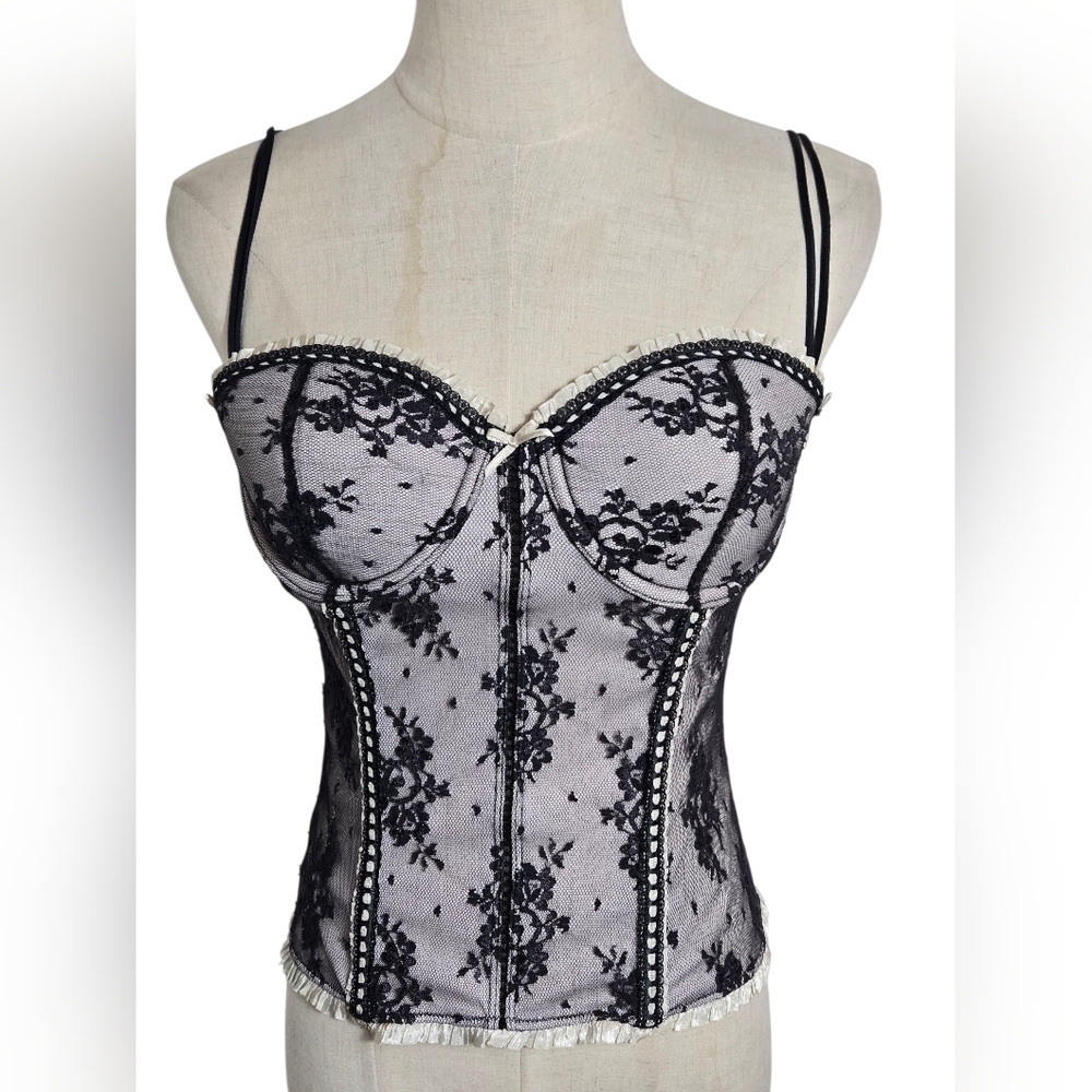 Smart & Sexy Black and White Lace Bustier Corset Top